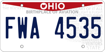 OH license plate FWA4535