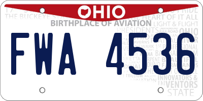 OH license plate FWA4536