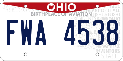 OH license plate FWA4538