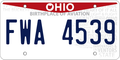 OH license plate FWA4539