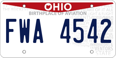 OH license plate FWA4542