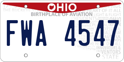 OH license plate FWA4547