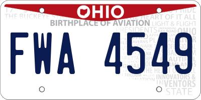 OH license plate FWA4549