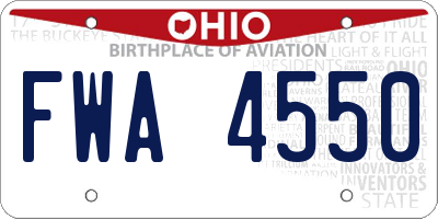 OH license plate FWA4550