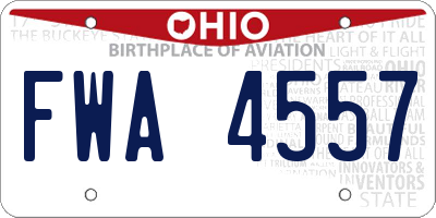 OH license plate FWA4557