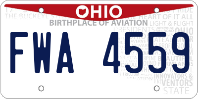 OH license plate FWA4559