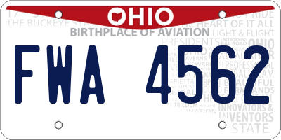 OH license plate FWA4562