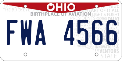 OH license plate FWA4566