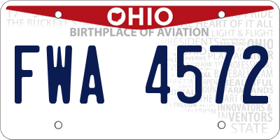 OH license plate FWA4572
