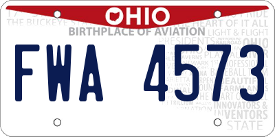 OH license plate FWA4573