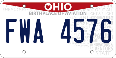 OH license plate FWA4576