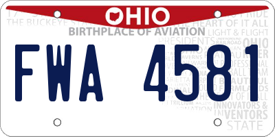 OH license plate FWA4581