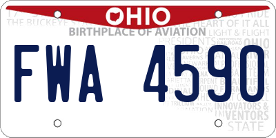 OH license plate FWA4590
