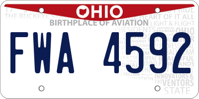 OH license plate FWA4592