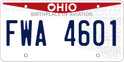 OH license plate FWA4601