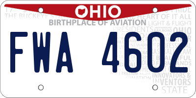 OH license plate FWA4602