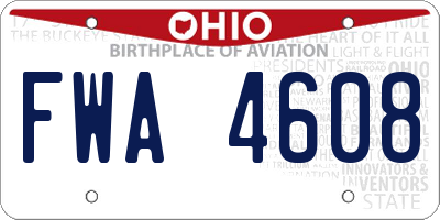 OH license plate FWA4608