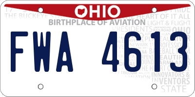 OH license plate FWA4613