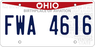 OH license plate FWA4616