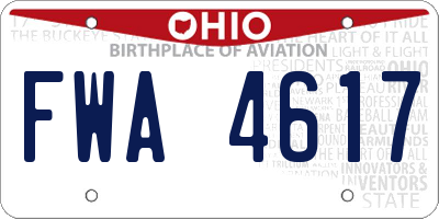 OH license plate FWA4617