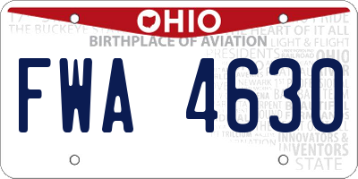 OH license plate FWA4630