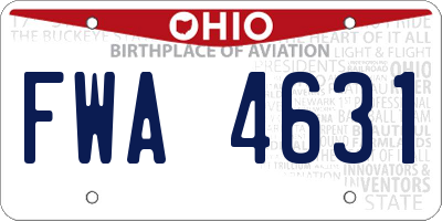 OH license plate FWA4631