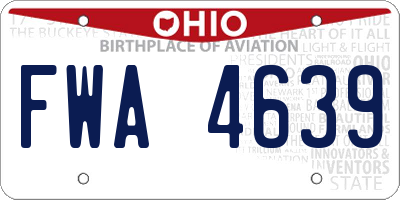 OH license plate FWA4639