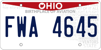 OH license plate FWA4645