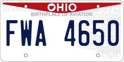 OH license plate FWA4650