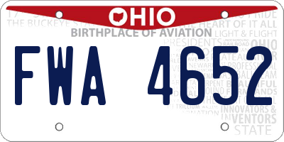 OH license plate FWA4652