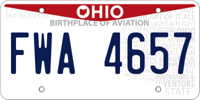 OH license plate FWA4657