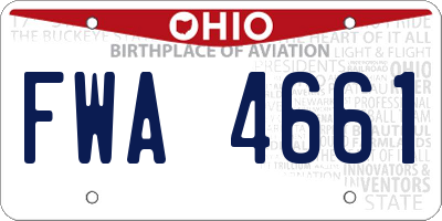 OH license plate FWA4661