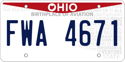 OH license plate FWA4671