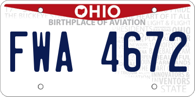 OH license plate FWA4672