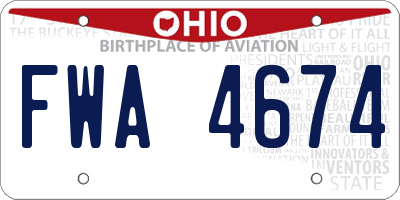 OH license plate FWA4674