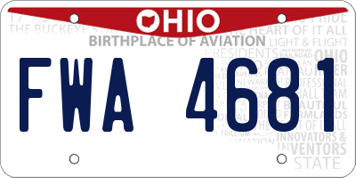 OH license plate FWA4681