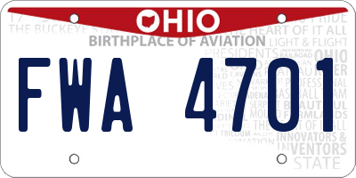 OH license plate FWA4701
