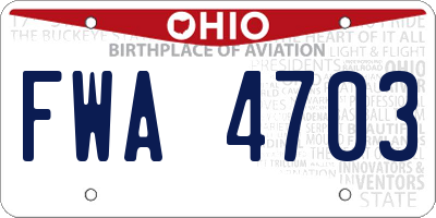 OH license plate FWA4703