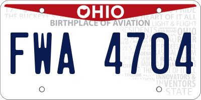 OH license plate FWA4704