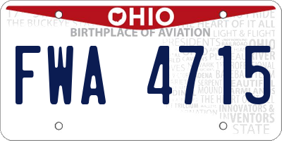 OH license plate FWA4715
