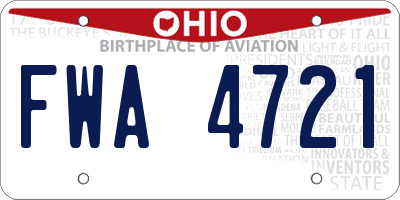 OH license plate FWA4721