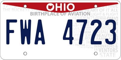 OH license plate FWA4723