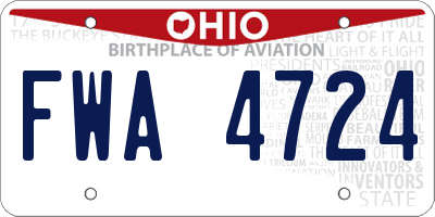 OH license plate FWA4724