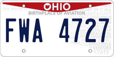 OH license plate FWA4727