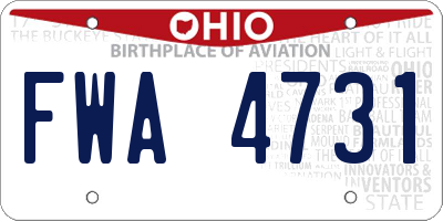 OH license plate FWA4731