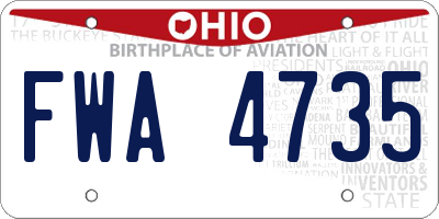 OH license plate FWA4735