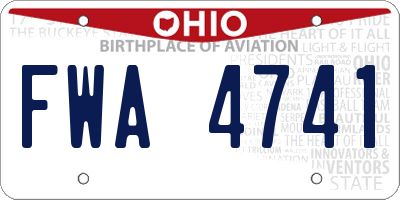 OH license plate FWA4741