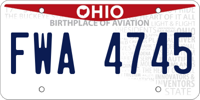 OH license plate FWA4745