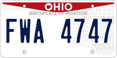 OH license plate FWA4747