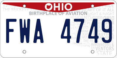 OH license plate FWA4749